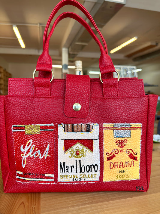 All the Smokes / Red Vintage Hand Bag