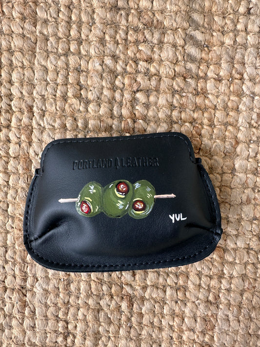 Martini Olives Coin Purse- Portland Leather