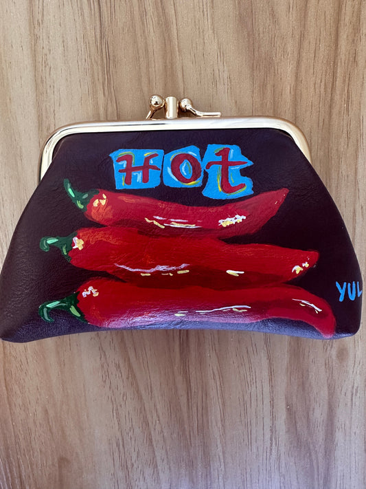 HOT Chili Peppers- Burgundy pouch